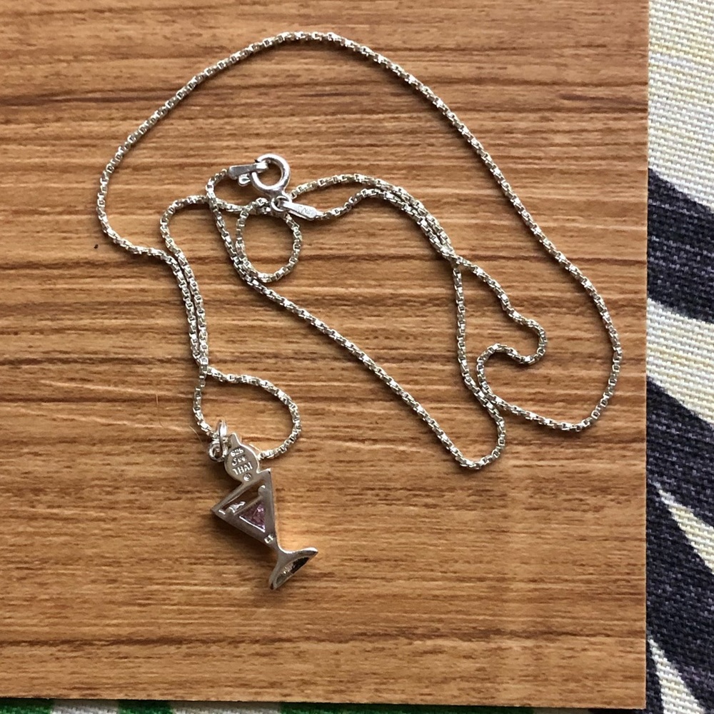 Sterling Silver Martini Glass Necklace - Picture 6 of 10
